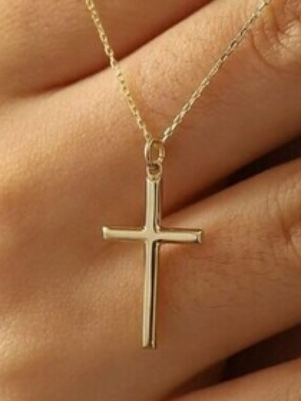Adjustable Gold Cross Necklace, Minimalist Religious Jewelry, Suitable F